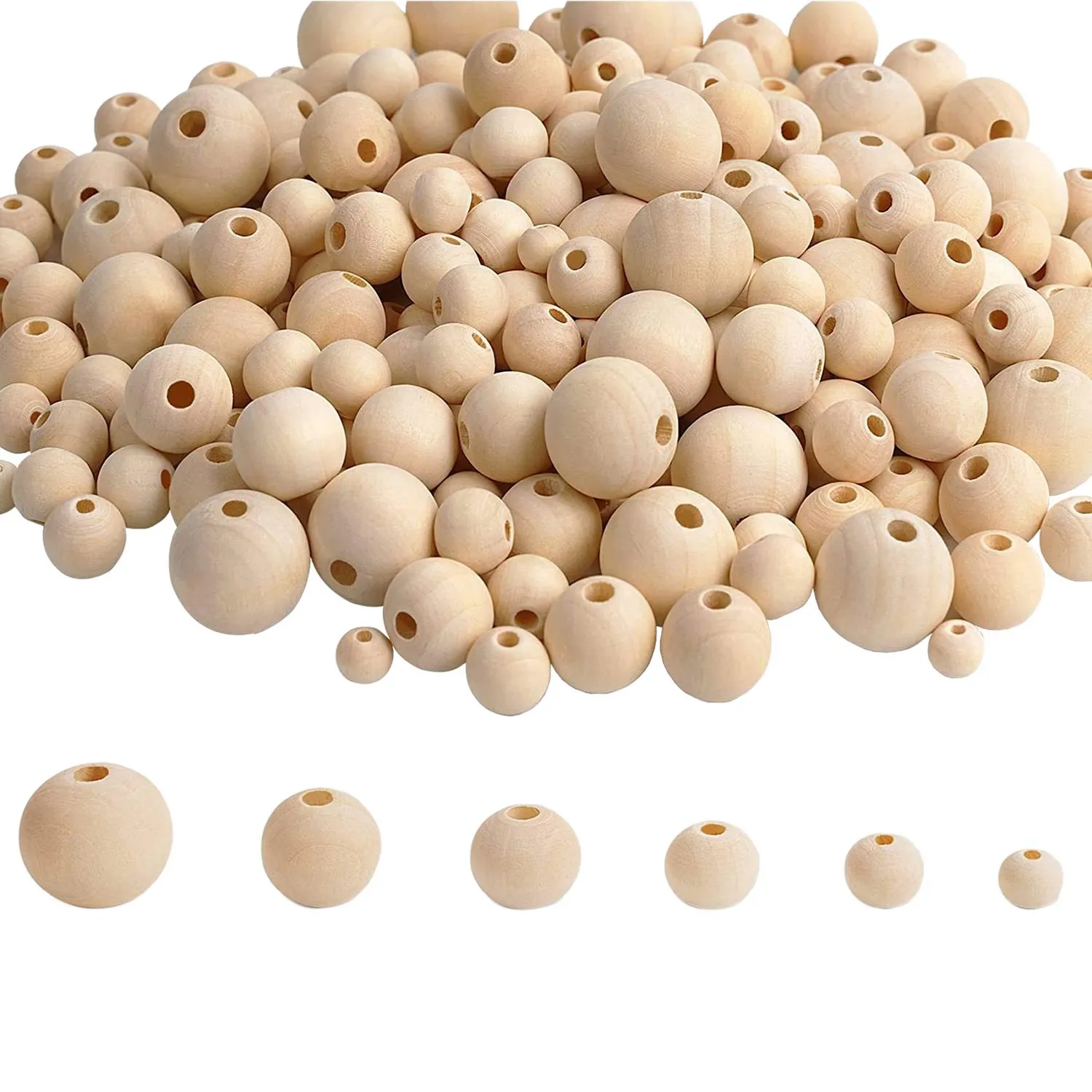

500 Pcs Wood Beads, Unpolished Loose Wood Beads Craft, Suitable for Home and Holiday Decoration, DIY Jewelry Making