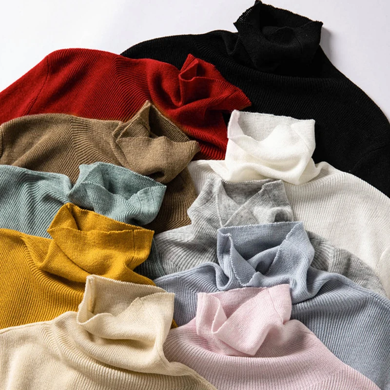 Женская трикотажная рубашка из смеси шерсти простая многоцветная Водолазка