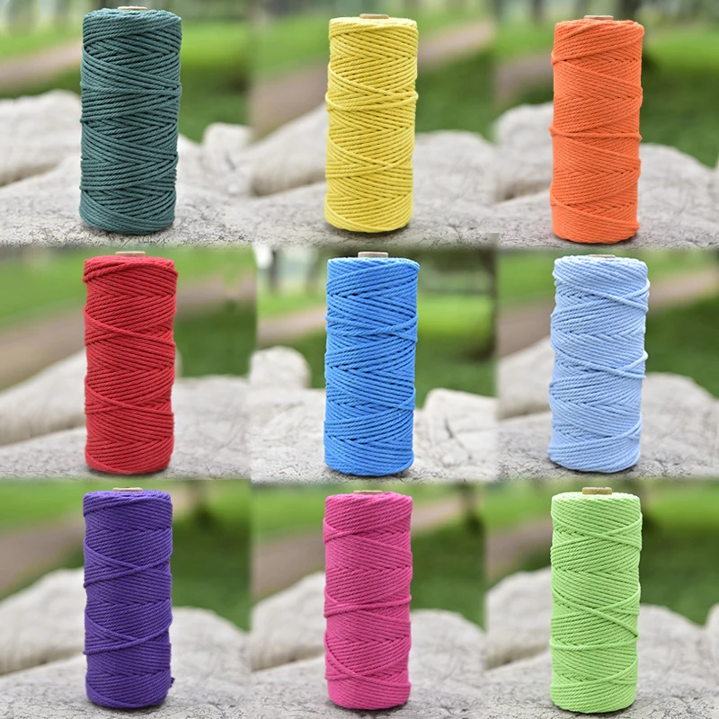 100 м 4 мм шнур для макраме хлопковая веревка поделки цветной с нитью витой шпагат