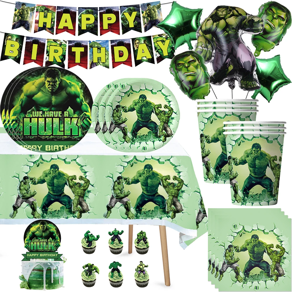 

Avengers Hulk Birthday Party Decorations Superhero Balloons Paper Tableware Backdrops for Kids Boys Party Supplies Baby Shower