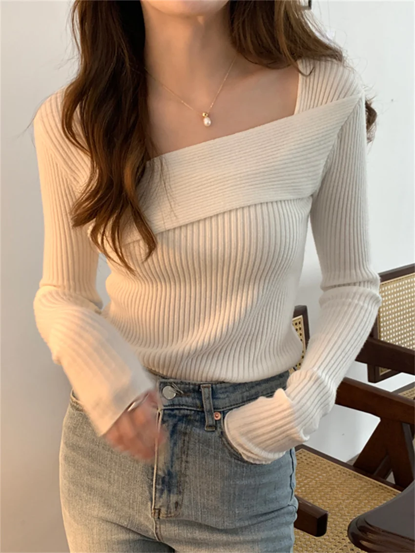 

Alien Kitty Slim-Fit Women Jumpers Gentle Spring Solid New 2023 Full Sleeve Sexy Casual Knitted Pullovers Office Lady Bottoming