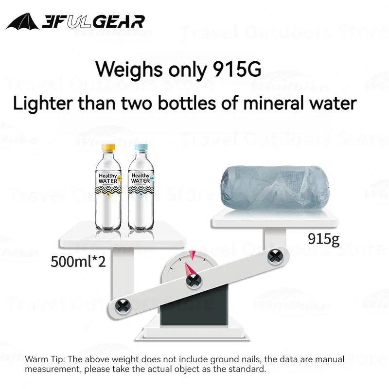 Фото 3F UL GEAR LanShan2 Pro Tent 20D двухслойная силиконовая сверхлегкая палатка для улицы, 2 человека, 3/4, сезонная пирамида, походная палатка для кемпинга №5