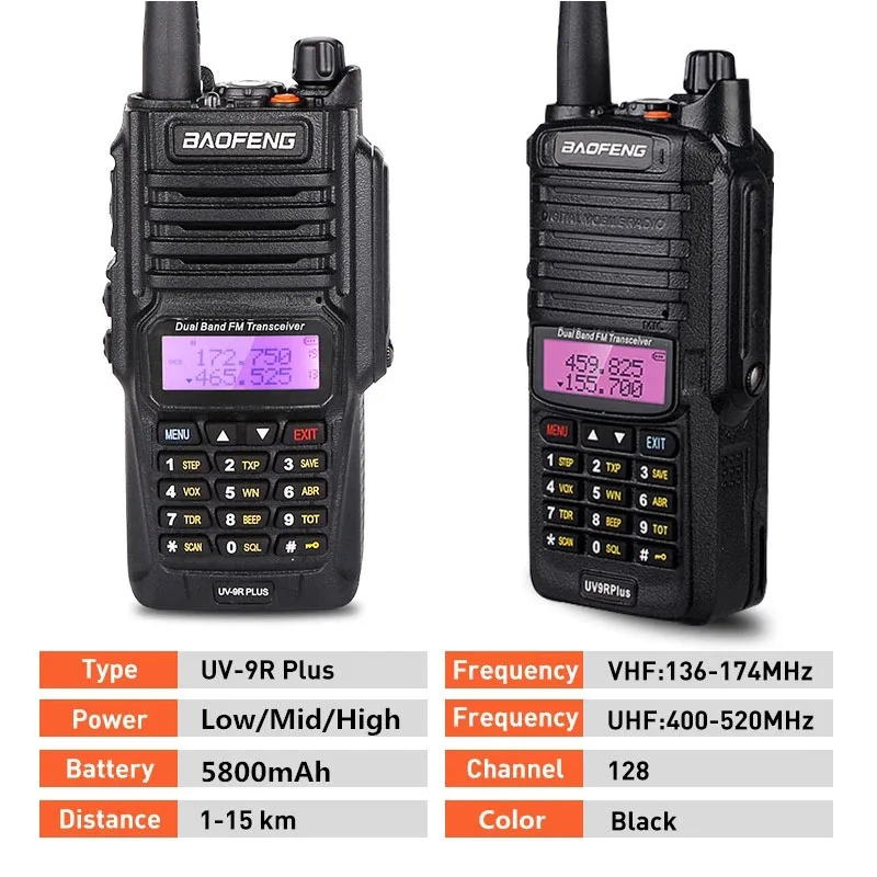 Baofeng UV-9R Plus Водонепроницаемая рация UV9Rplus Двухдиапазонная портативная CB