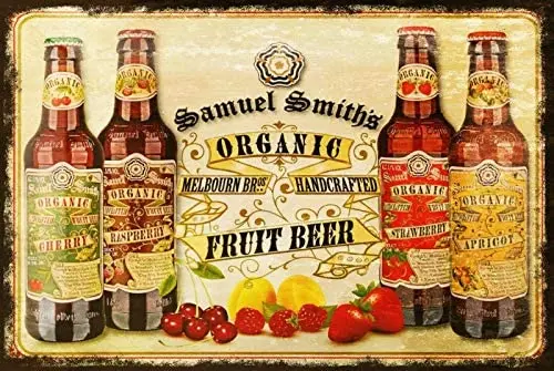 

Старинный ретро-Декор, металлический жестяной знак Сэмюэль Смит, фрукты, пиво