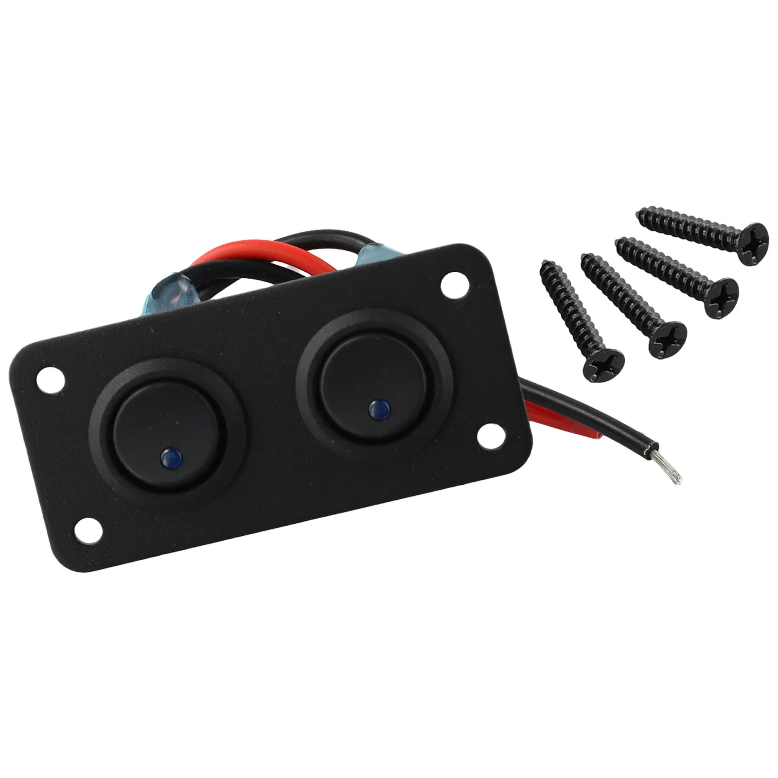 

Rocker Switch Switch Panel Waterproof 12-24V 2 Gang 72*40mm Accessories Black Parts Replacement Toggle Durable