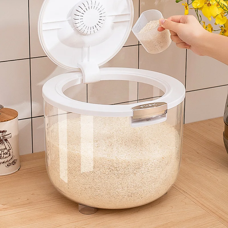 

Flour And Grain Storage Tank Rice Box,Food Grade Rice Bucket Household Insect Proof And Moisture-Proof Sealed Rice Storage Tank