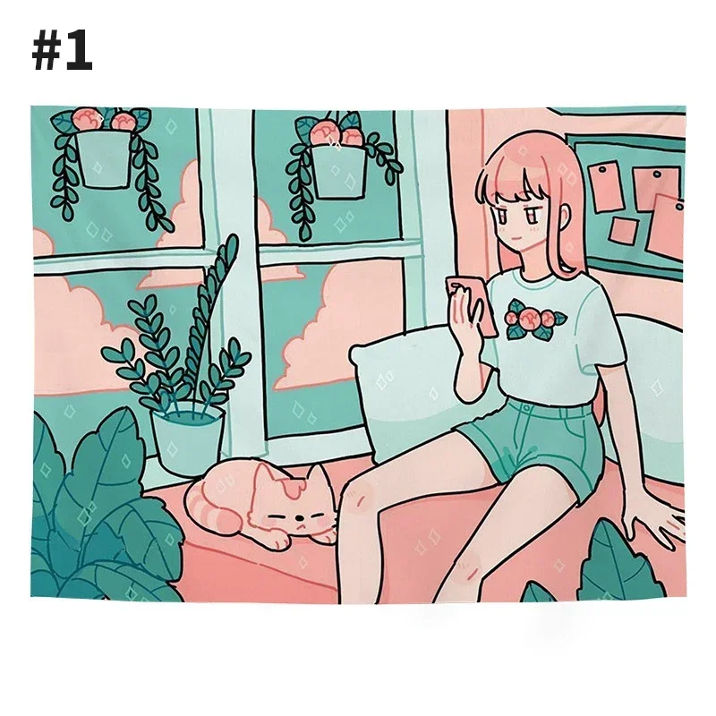 Гобелен настенный подвесной табус девушка ткань живопись фон декор комнаты