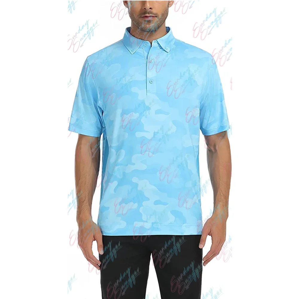 

Sunday Swagger Camouflage Golf Shirt Men's T-shirt Badminton Football Short-sleeved Shirt Breathable Shirt Fishing Polo Shirt