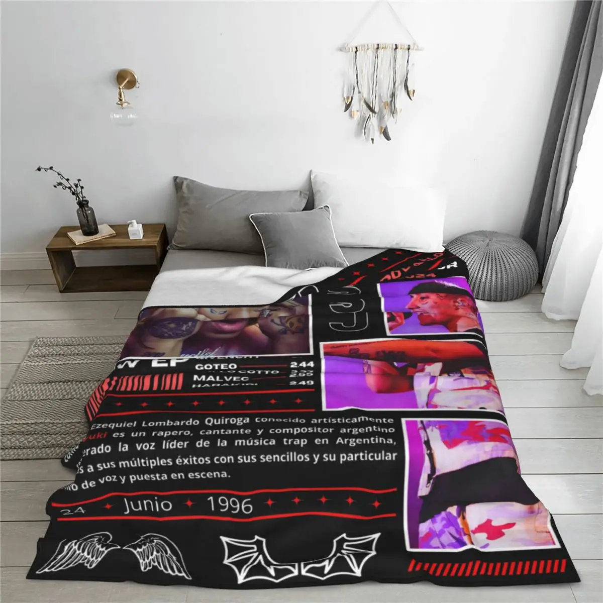 Плед Duki Singer Rapper флисовое текстильное украшение альбом Tour 2024 уютные супер мягкие