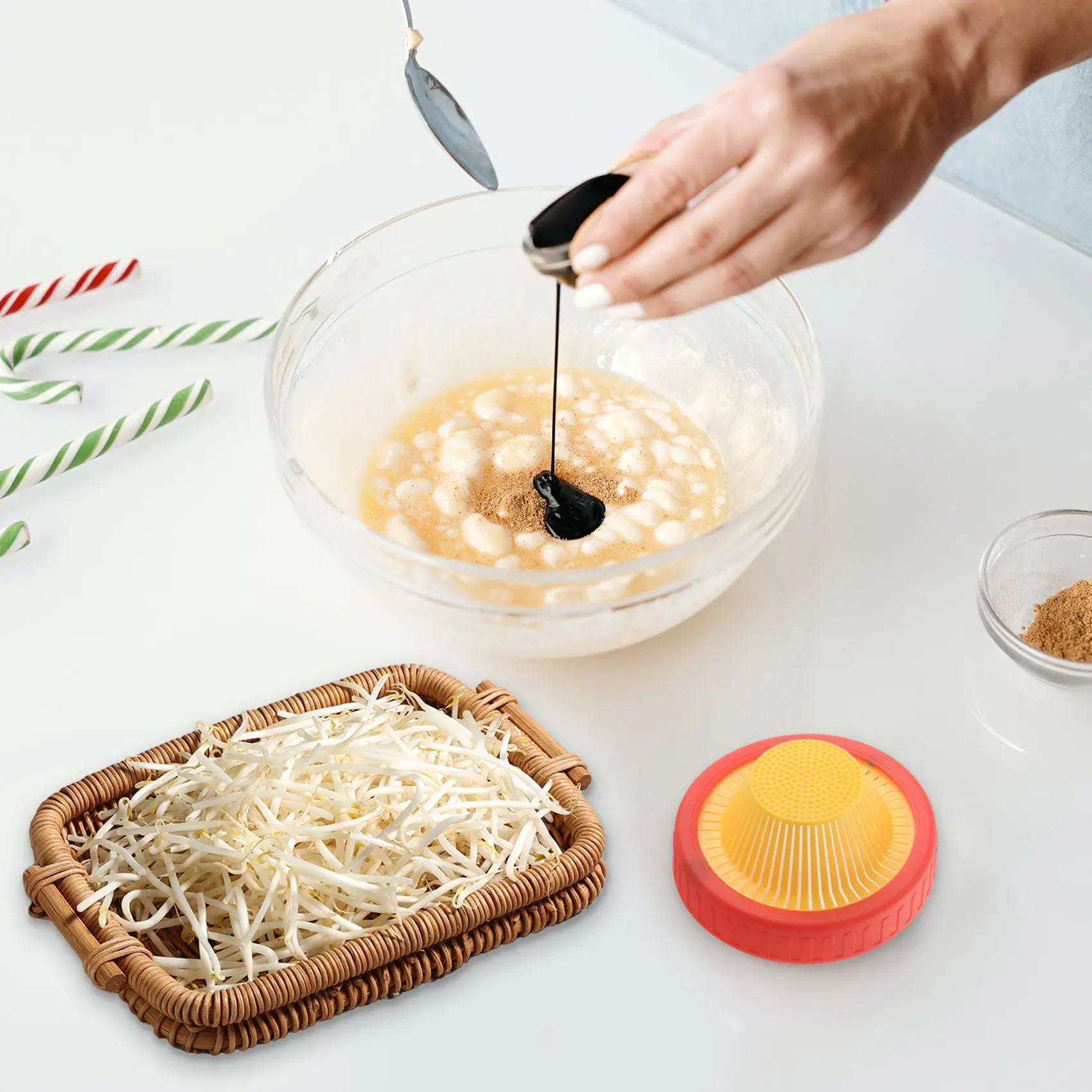 

Пластиковые крышки для проращивания, колпачки для сетки для проращивания банок с силиконовыми уплотнительными прокладками для банка с шир...