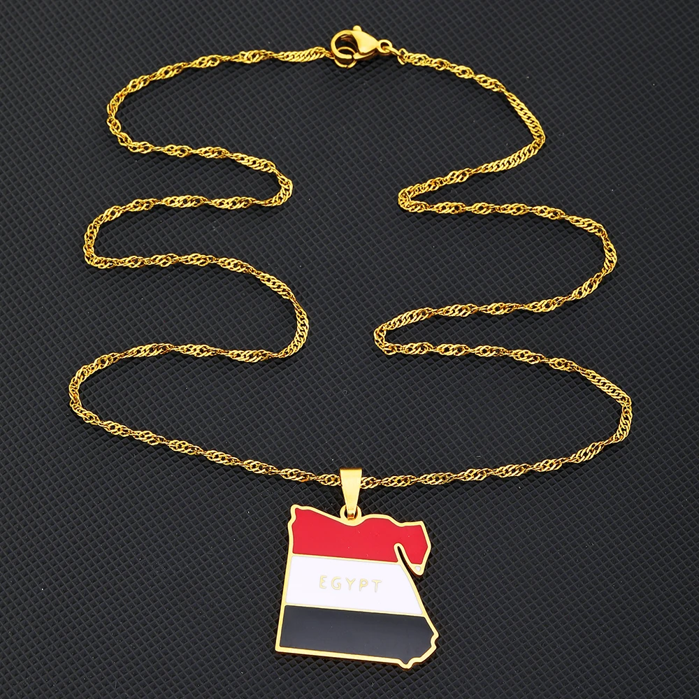 Африканская Карта Египта кулон в форме флага ожерелье из нержавеющей стали для