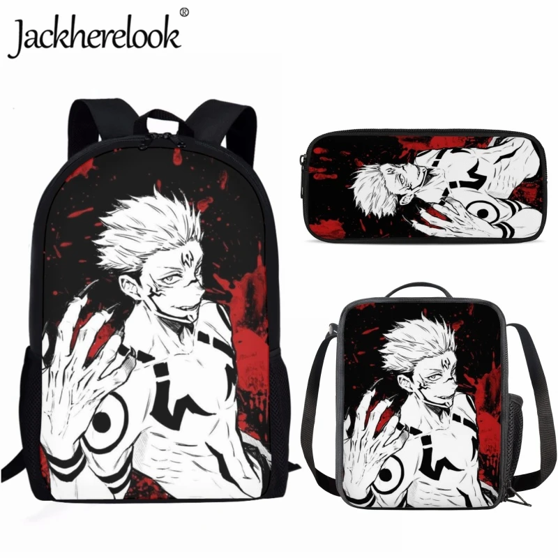 Jackherelook Teenagers Boys Schoolbag New Anime Jujutsu Kaisen Gojo Satoru Design Book Bags 3pcs/set Middle Students Backpack