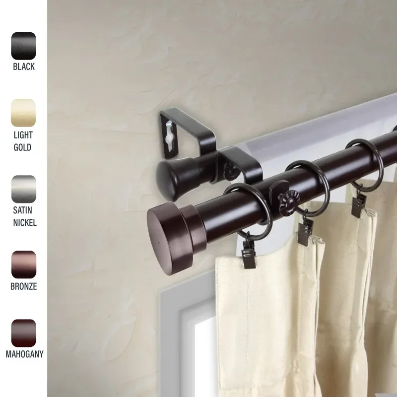 

Gorgeous 1" dia. Black Double Curtain Rod up to 170 inches - Easy to Install & Stylishly Durable.