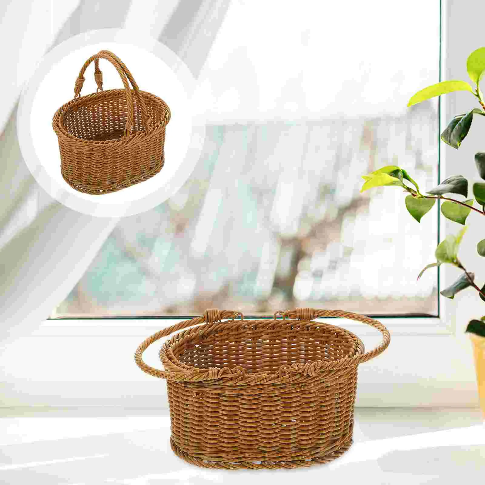 

Storage Basket Woven Wedding Basket Woven Picnic Basket Woven Basket With Handle for Decorate Picnic Storage