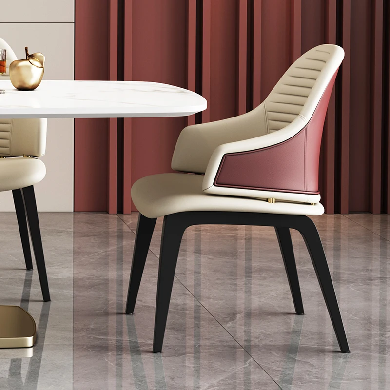 

Italian light luxury household modern simple designer customized leather comfortable armrest white wax wood sample board room di