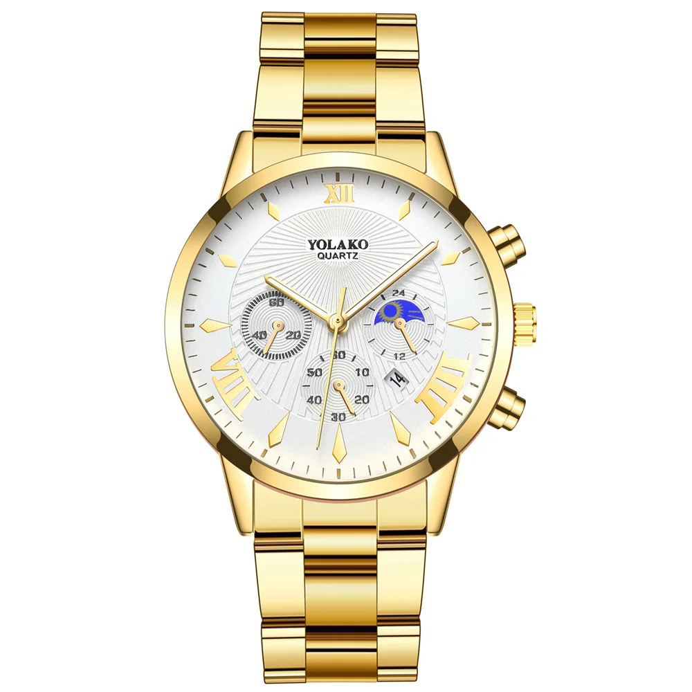 Stainless Steel Men Quartz Watch zegarek retro męski  Fashion Golden Luxury Brand Relogio Masculino  montre femme Calendar Watch