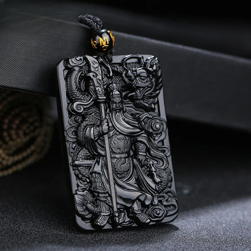 Подвеска в виде дракона Гуань гонг из обсидиана владеющая подвеска