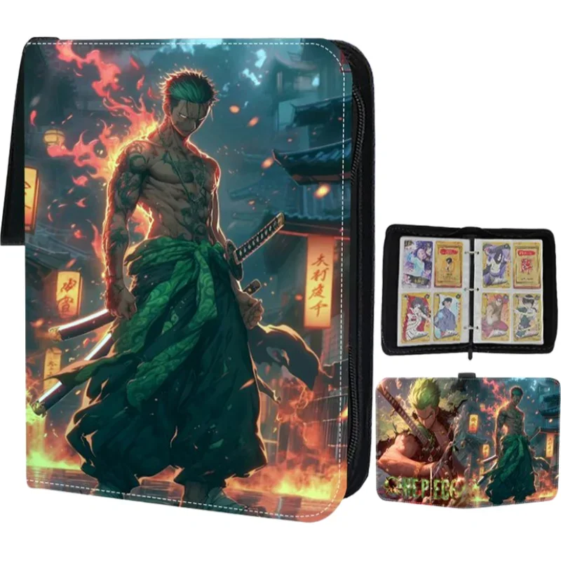 Фото Новый цельный Roronoa Zoro на молнии из искусственной кожи, визитница, альбом, переплет для книг, игровая коллекция карт, детские игрушки, подарок №2