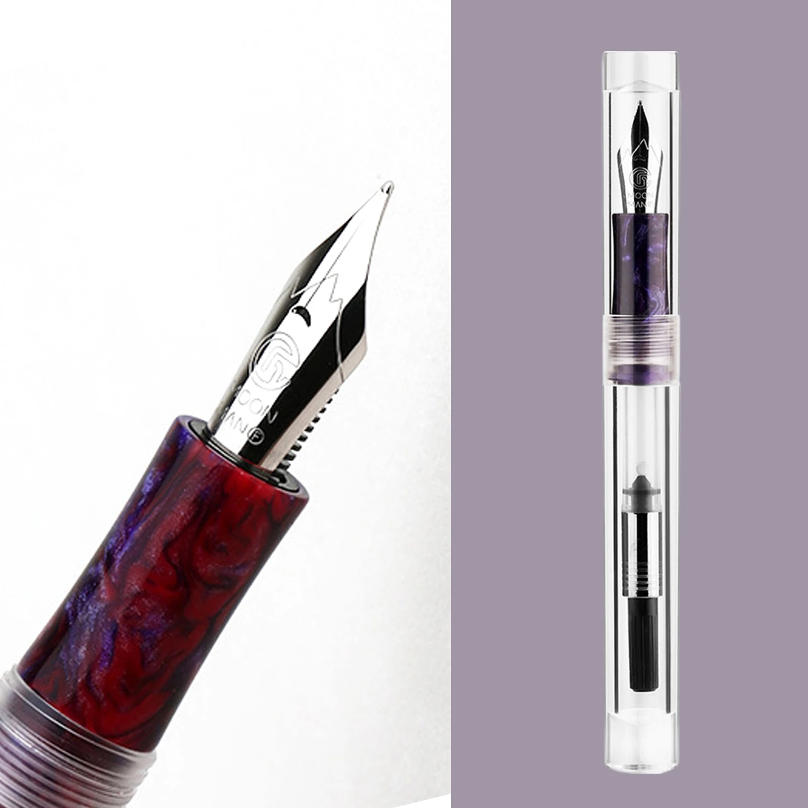 MAJOHN C1 Transparent Eyedropper Fountain Pen EF F M Nibs Ink Pen for school office writing Xmas gifts with Original Box