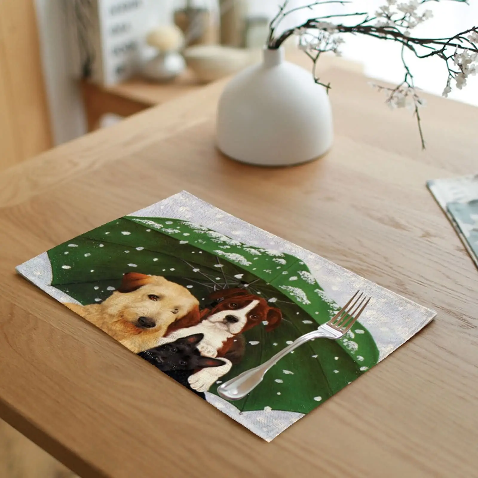 

Подставки, деревенские белые зеленые подставки для фотографий, квадратные подставки, набор подставок, хлопковый льняной коврик для гостино...