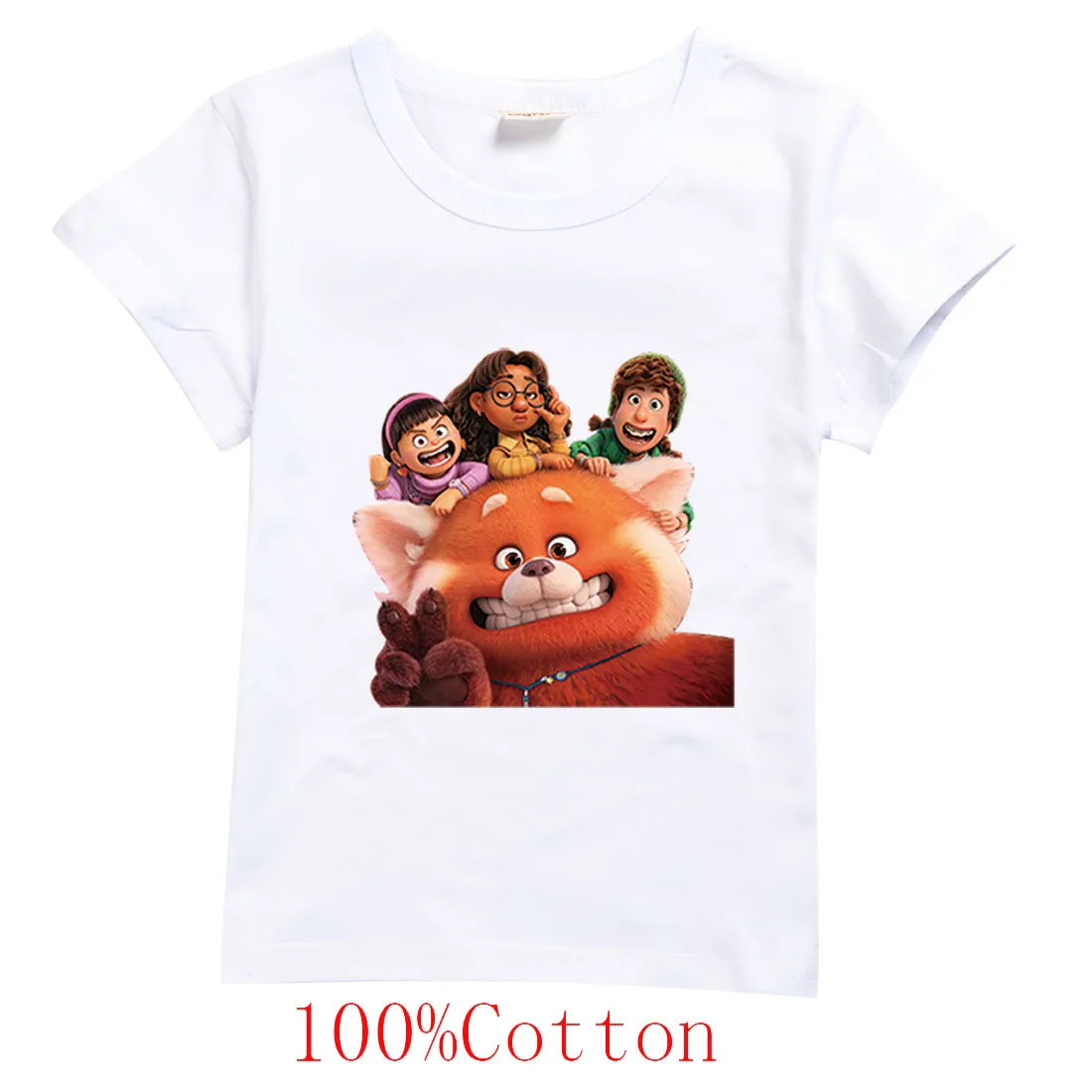 

2022 New Disney Turning red Cotton Summer Cartoon Printing T-Shirt Boys and Girls Clothing Unisex Short Sleeves 2-16Y