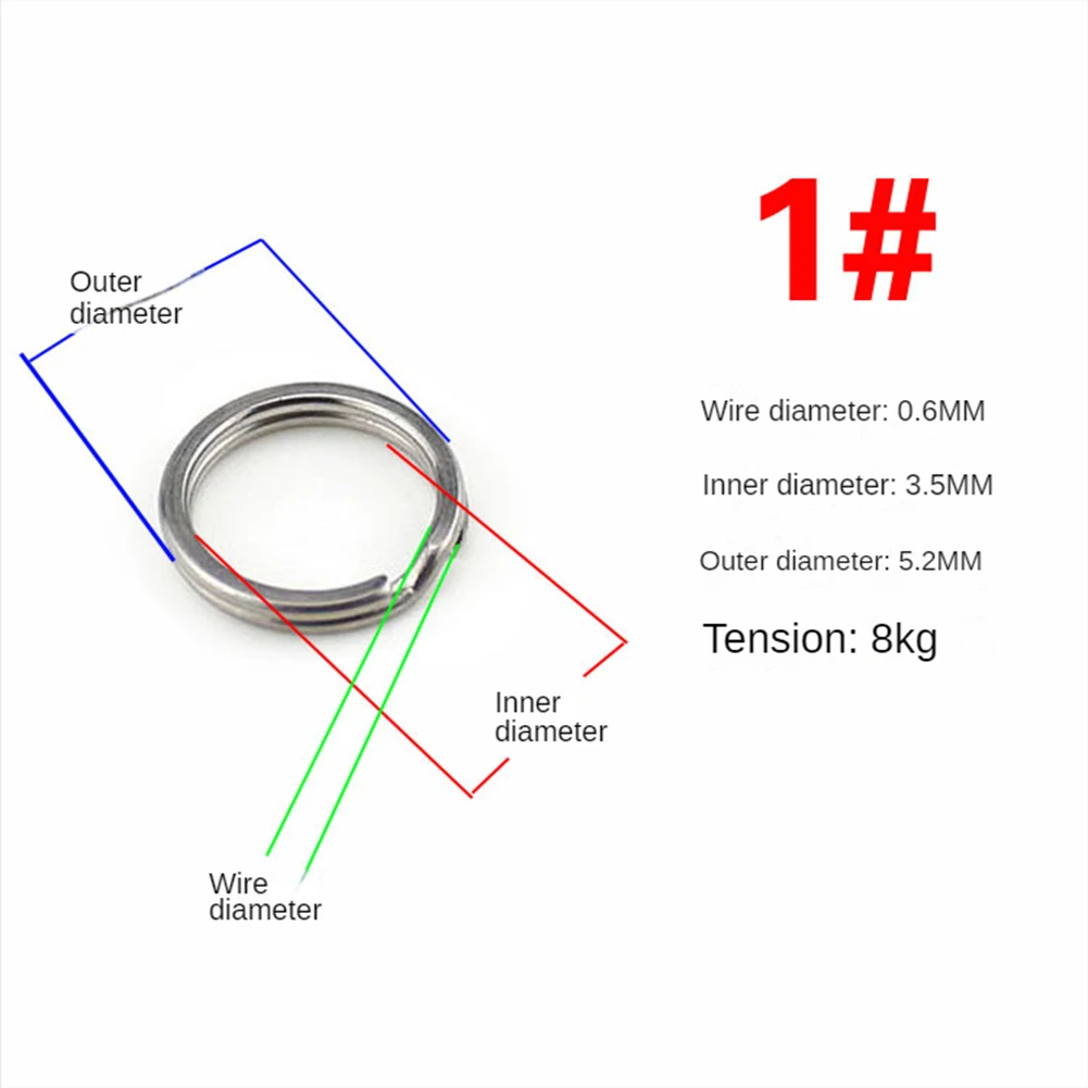 

20pcs Fishing Split Rings For Crank Hard Bait Snap Silver Stainless Steel 3#-8# Double Loop Split Open Carp Fishing Lure Pesca