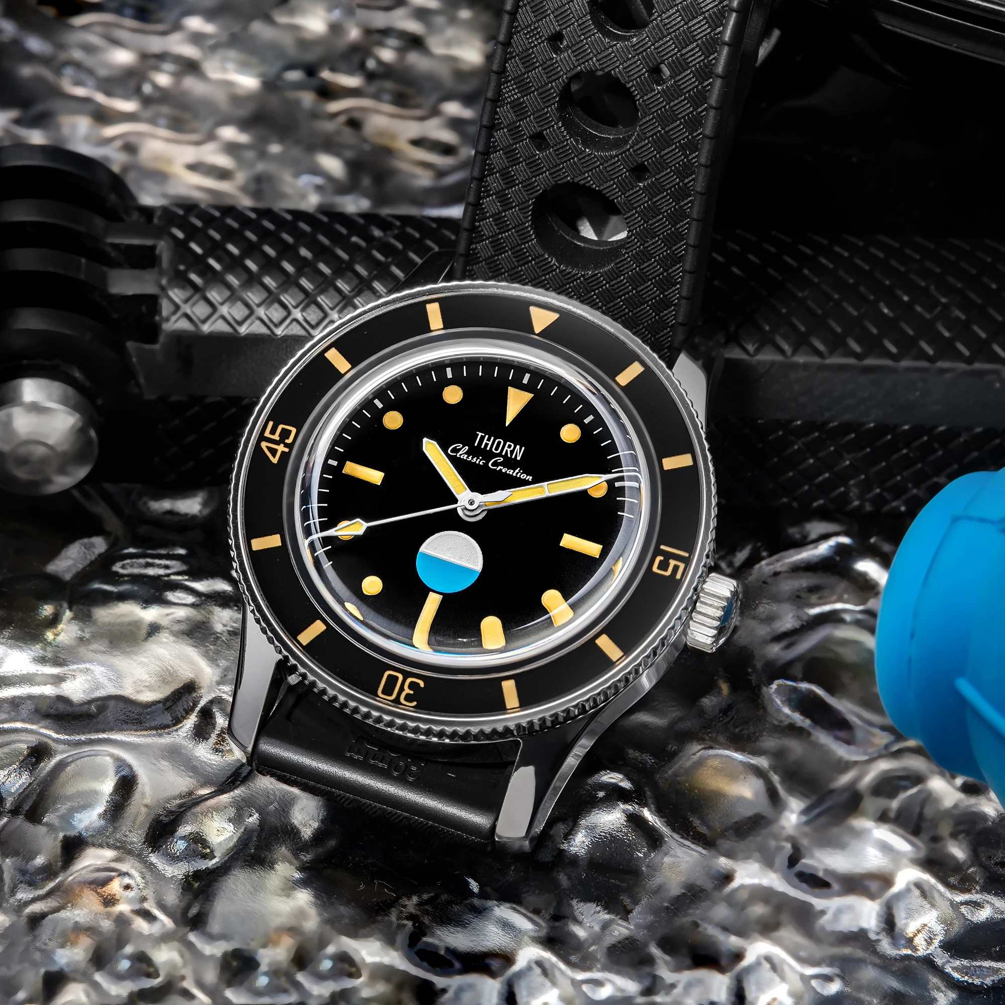 Thorn T007 50-Fathoms винтажные часы PT5000 механизм титановый корпус сапфировое стекло