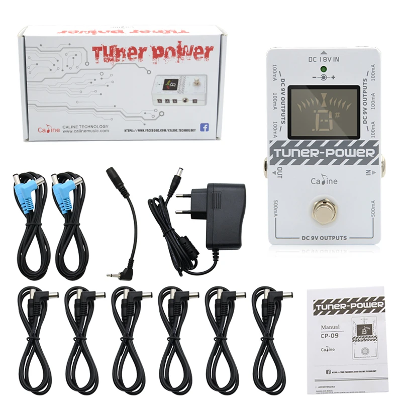 

CP-09 Multifunctional 2-in-1 Guitar Tuner Guitar Effect Pedal Power Supply 8 Isolated Outputs with Adapter and 9 Cables