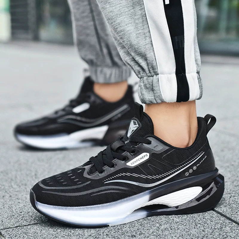 E-TPU Sole Men Running Shoes Women Soft Cushion Jogging Sports Shoes Mesh Breathable Sneakers Trend Walking Shoes Male Footwear