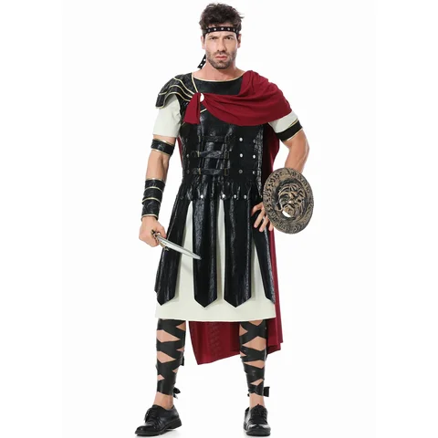 Взрослый старинная Греция Римский Спартанский воин солдат Гладиатор средневековый рыцарь костюмы для женщин мужчин пар Хэллоуин искусство
