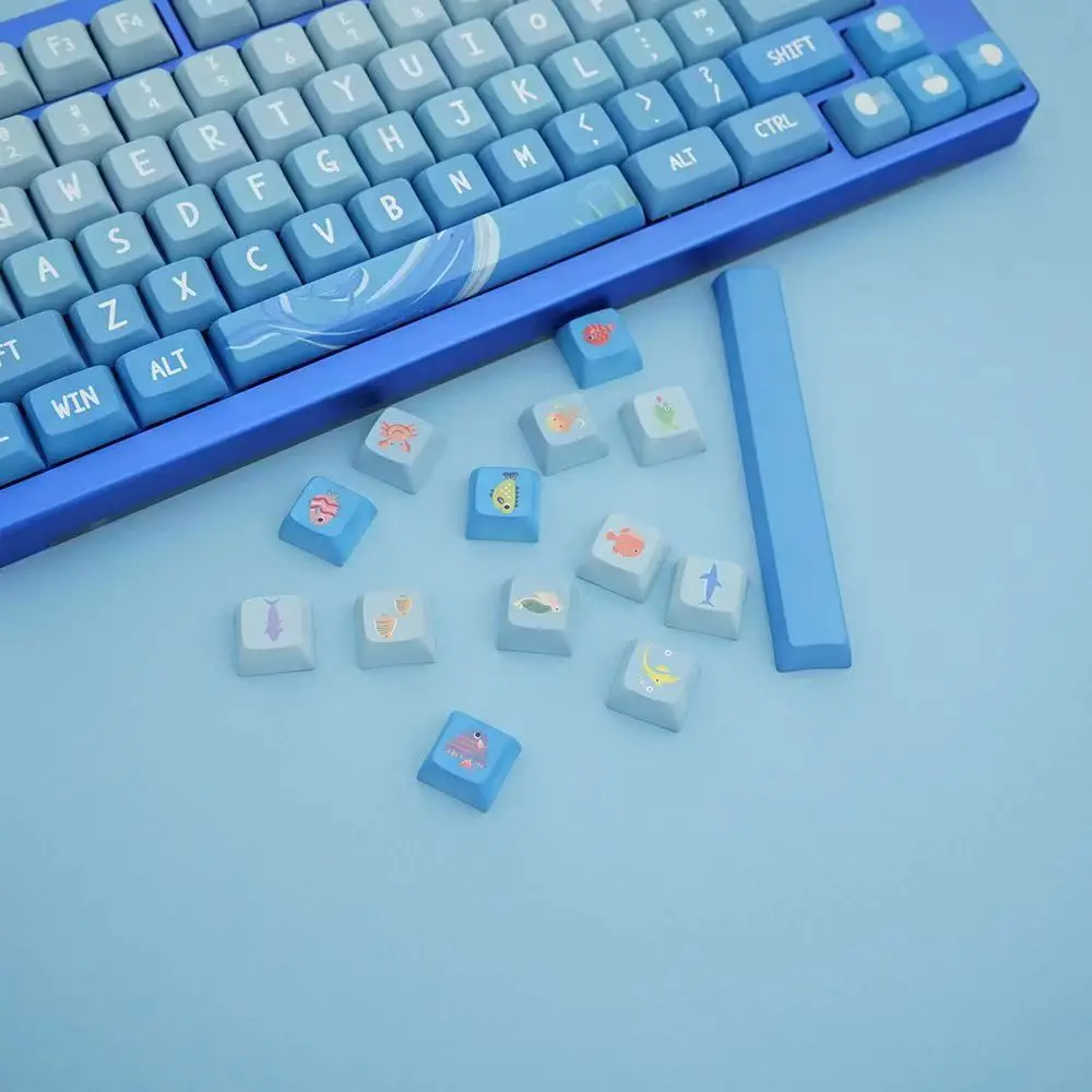 

XDA клавиатура с градиентом синий PBT 132 клавиши Осьминог сиденье элементы Подводный Мир тема для DIY MX Переключатель механическая клавиатура
