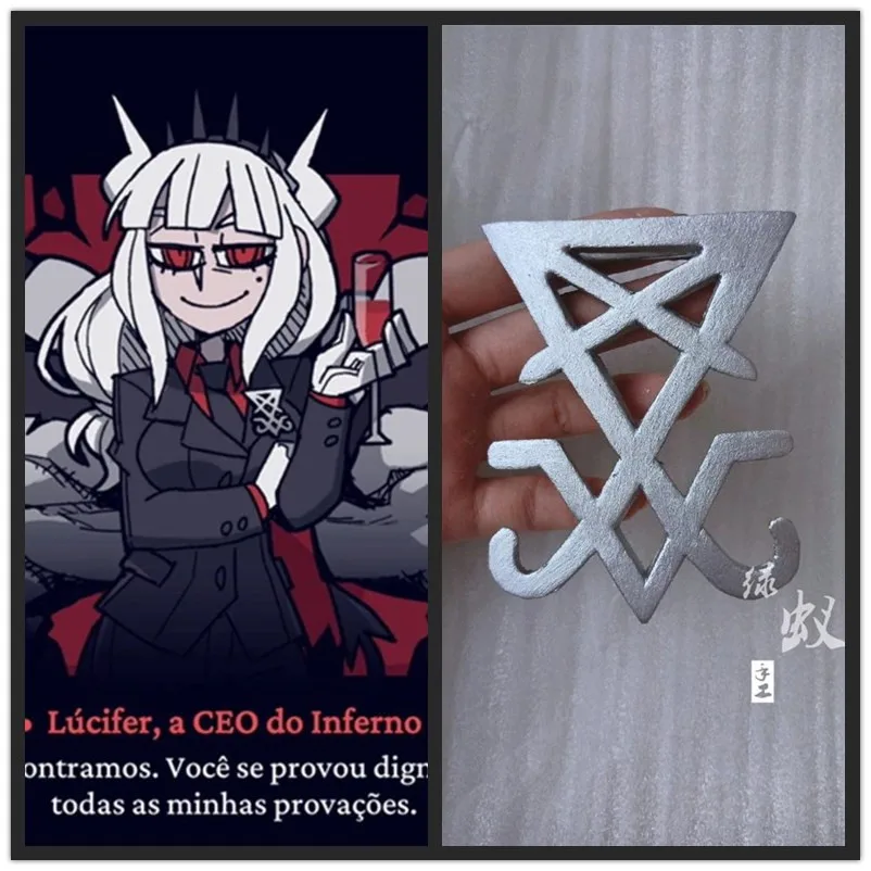 

Lucifer Cosplay Game Helltaker Chest Clip Badge Brooch Costume Accessories Ornament Props