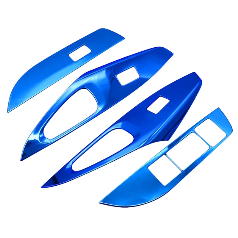 

For 2021 Toyota Corolla LHD Door Window Glass Lift Control Switch Panel Cover Trim Stainless Steel /Blue