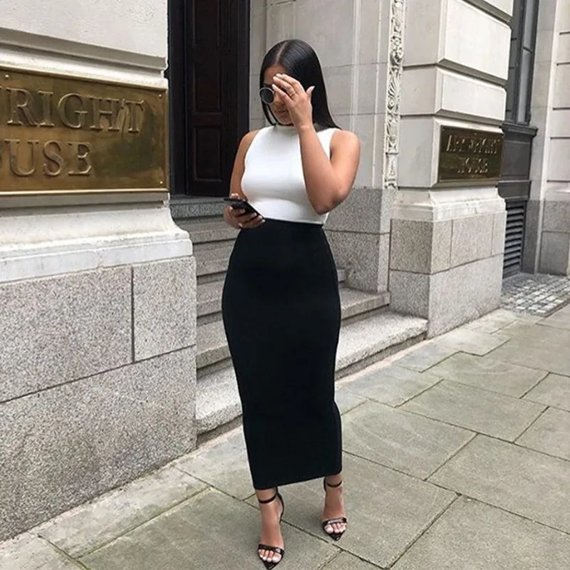 

Autumn Winter High Waist Midi Skirts Saia Feminina Ladies Skirt Vestidos High Quality Half Skirt Slim Package Hip A-Line Skirt