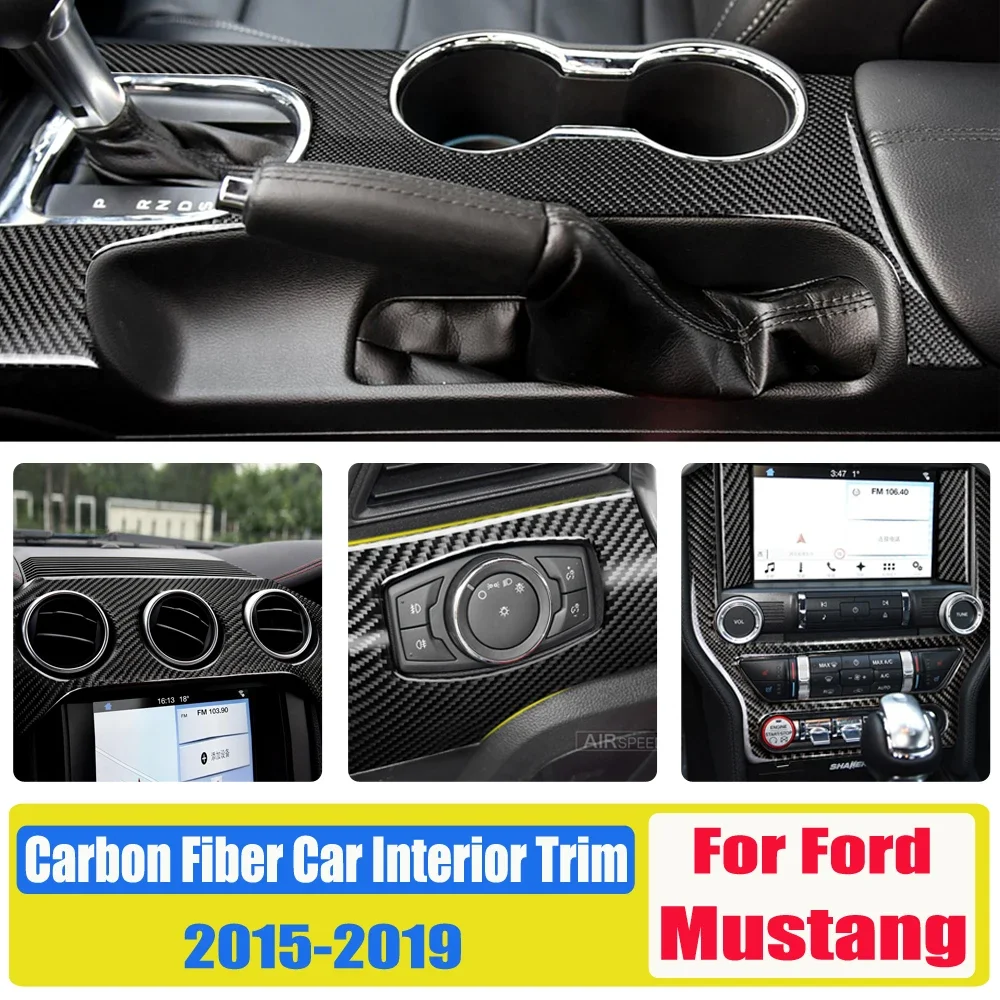 

Car Accessories Styling Car Stickers For Ford Mustang 2015 2016 2017 2018 2019 Carbon Fiber Interior Decoration Decals Strips
