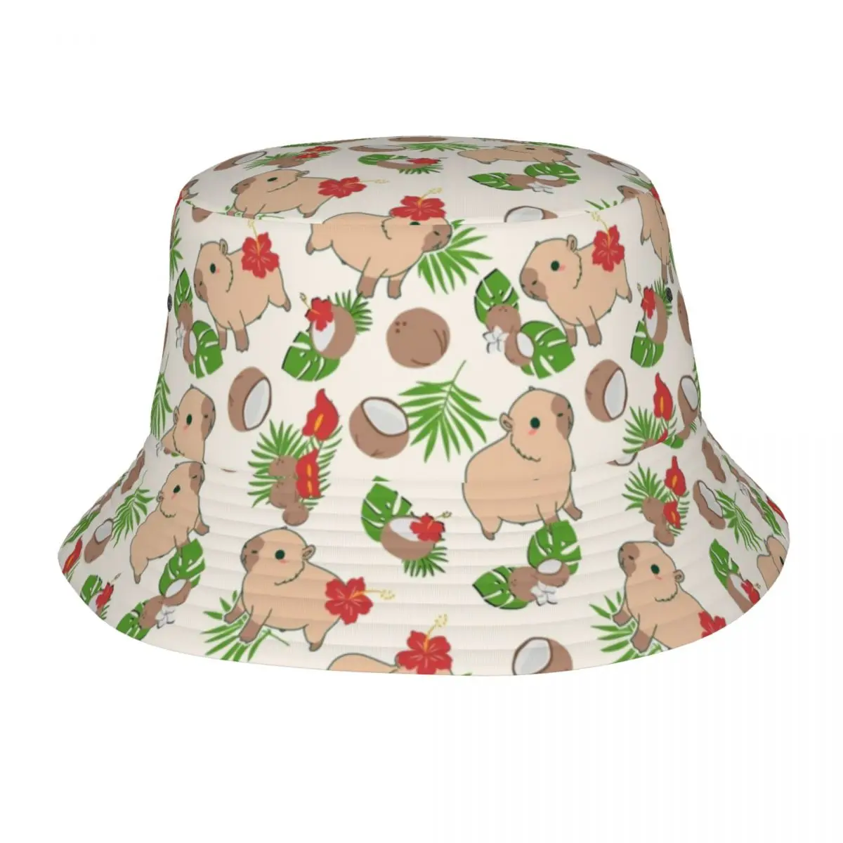 

Woman Bucket Hats Kawaii Capybara Coconut Dog Vocation Getaway Headwear Foldable Vacation Fishing Hats Animal Boonie Hat Gifts