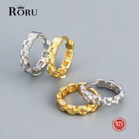 roru luxury s925 sterling silver watchband design geometric fashion hoop earrings for women lady fine jewelry gifts not allergic