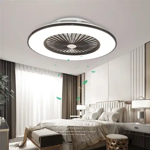 Потолочные вентиляторы 220 В 56 см с плавным затемнением, светодиодный светильник с дистанционным управлением, для спальни, гостиной, комнатн...