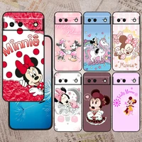 disney love minnie mouse for google pixel 6 pro 6a 5a 5 4 4a xl 5g black phone case shockproof shell soft fundas coque capa