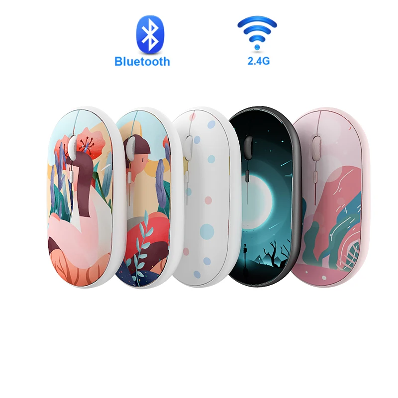

Wireless Mouse Rechargeable Bluetooth 5.0 Computer Mouse Ultra Slim Ergonomic Silent Cute Cartoon Game Mouse For Macbook Lenovo
