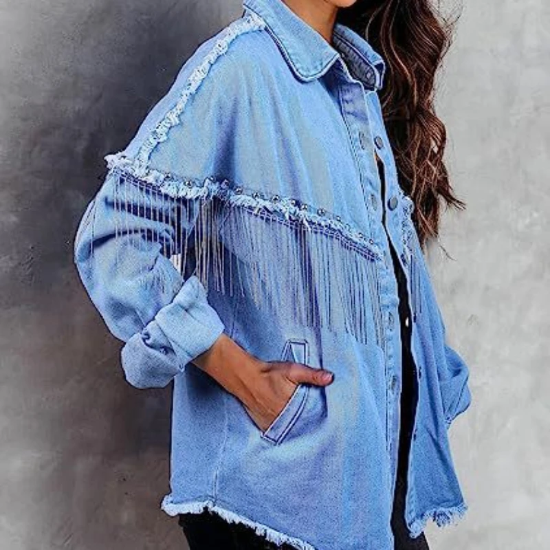 Джинсовое пальто женское весенне-осеннее хлопковое Ropa винтажные джинсы с