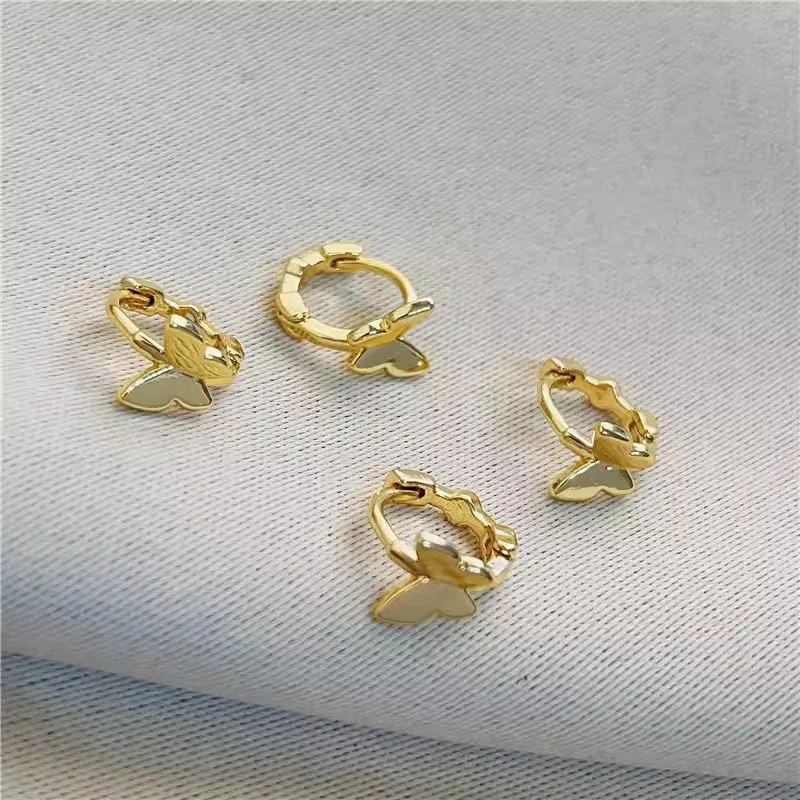 Милые романтические серьги-кольца с бабочками для женщин простой стиль полые
