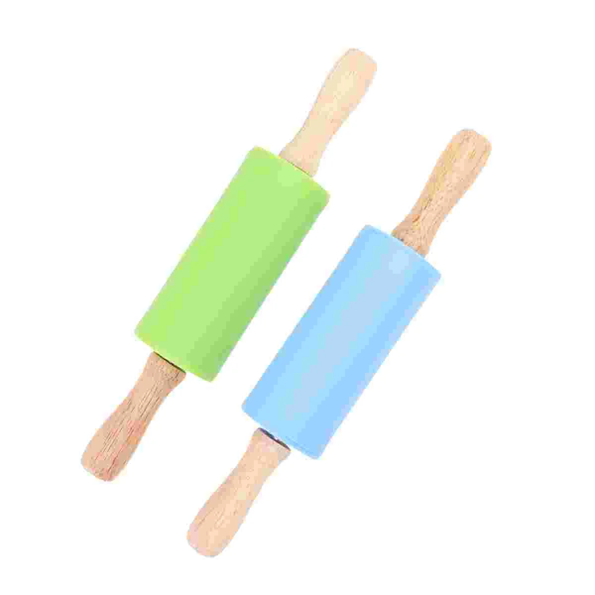 

Rolling Pin Silicone Bakingroller Stick Wood Kids Pastry Fondant Dough French Sticks Classicremovable Ring Pasta Wooden Dowel