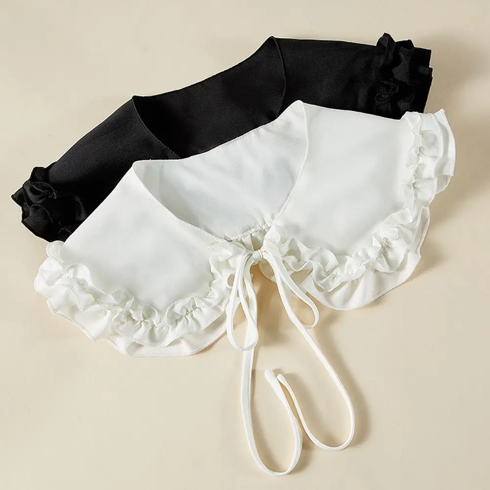 

All Match Sweet Ruffles Lolita Knitted Double Layer Women Shawl Dress Accessories Fake Collar Shoulder Wrap