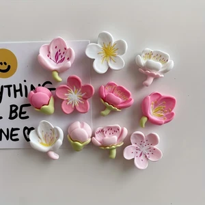12 шт. милый цветок, наклейка на холодильник, полимерные магниты на холодильник, цветок персика, магнитная наклейка, кухонная утварь