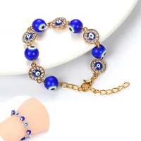 blue devil eye bracelet new popular alloy eye bead bracelet rhinestones exquisite adjustable bracelet women jewelry accessories
