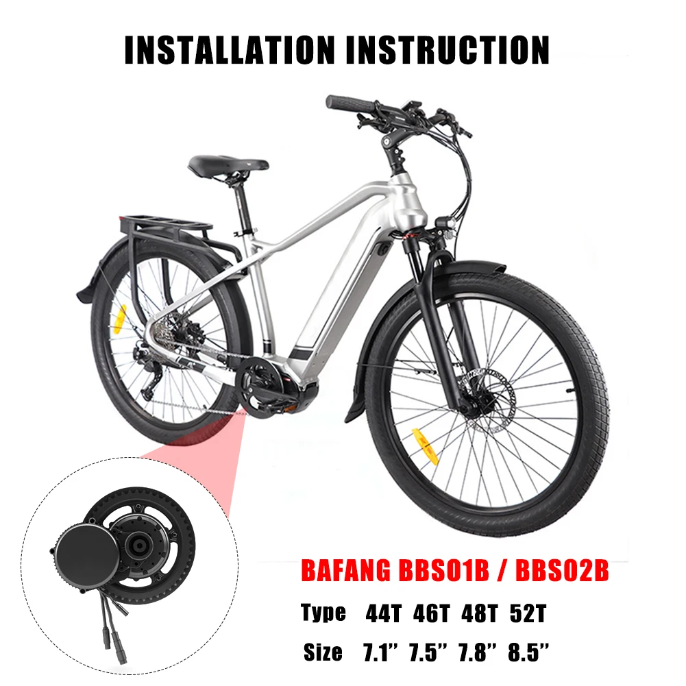 Для Bafang BBS01B BBS02B средняя цепная колесо двигателя звездочка 44T 46T 48T 52T