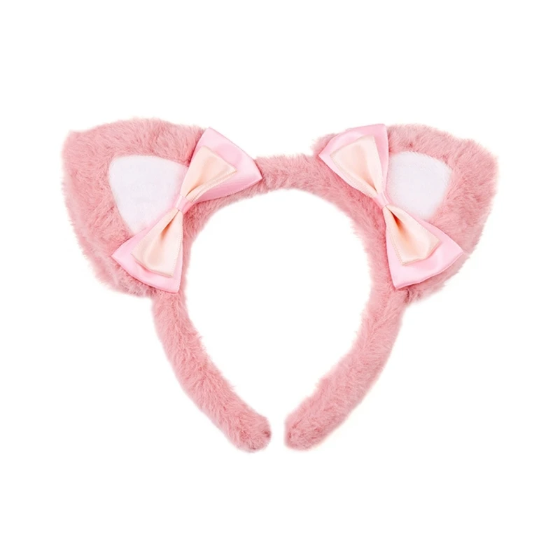 

Y2K Style Cartoon Ears Headband Plush Hairbands Cute Rave Party Hair Decor