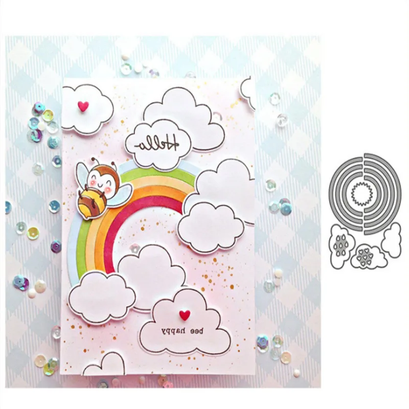 

Rainbow Clouds Metal Cut Dies Stencils for Scrapbooking Stamp/Photo Album Decorative Embossing DIY Paper Cards
