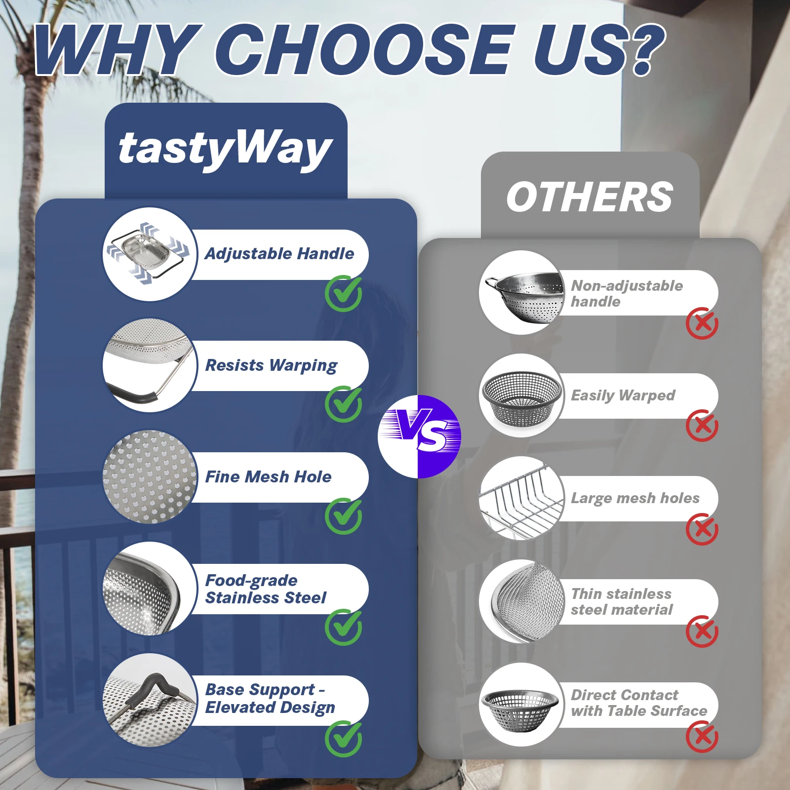 Фото TasteWay Выдвижная сливная корзина из нержавеющей стали Домашняя корзина для мытья овощей Корзина с фильтром для фруктов и овощей Слив для кухонной раковины №5
